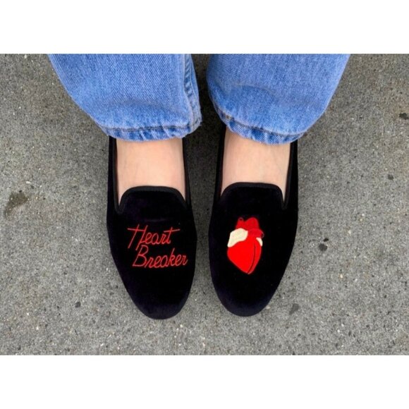 Heart Breaker Velvet SMOKING SHOE HEARTBREAKER smoking shoes Loafers Size 8 - Picture 1 of 15